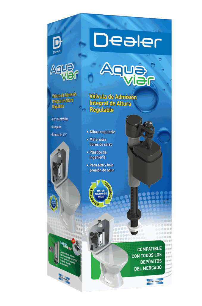 VÁLVULA DE ADMISIÓN INTEGRAL ALTURA REGULABLE 1/2" AQUA VIAR